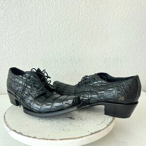 Rod Patrick Womens Lace Up Shoes 10 C Black Caiman Western Boots Loafers Ankle